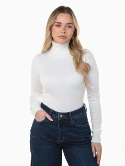 Camisola malha fina com gola alta