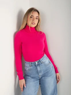 Camisola malha fina com gola alta