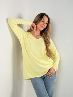 Camisola malha fina oversized em V