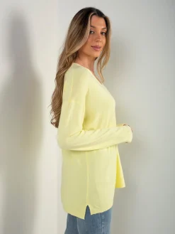 Camisola malha fina oversized em V