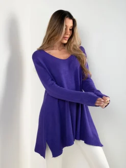 Camisola malha fluída em V