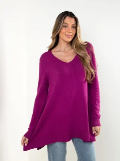 Camisola malha fluída em V