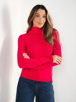 Camisola malha gola alta com folho