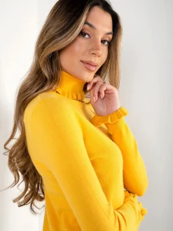 Camisola malha gola alta com folho