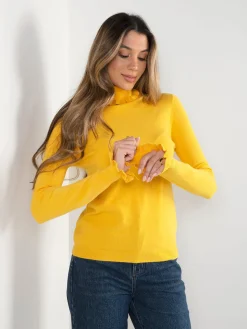 Camisola malha gola alta com folho