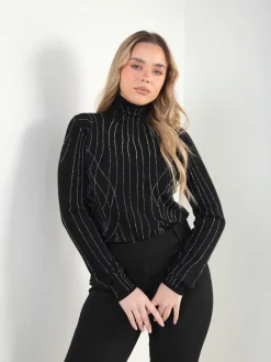 Camisola malha gola alta com strass