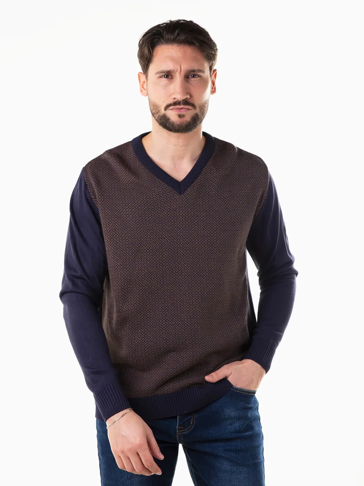 Camisola malha gola em V