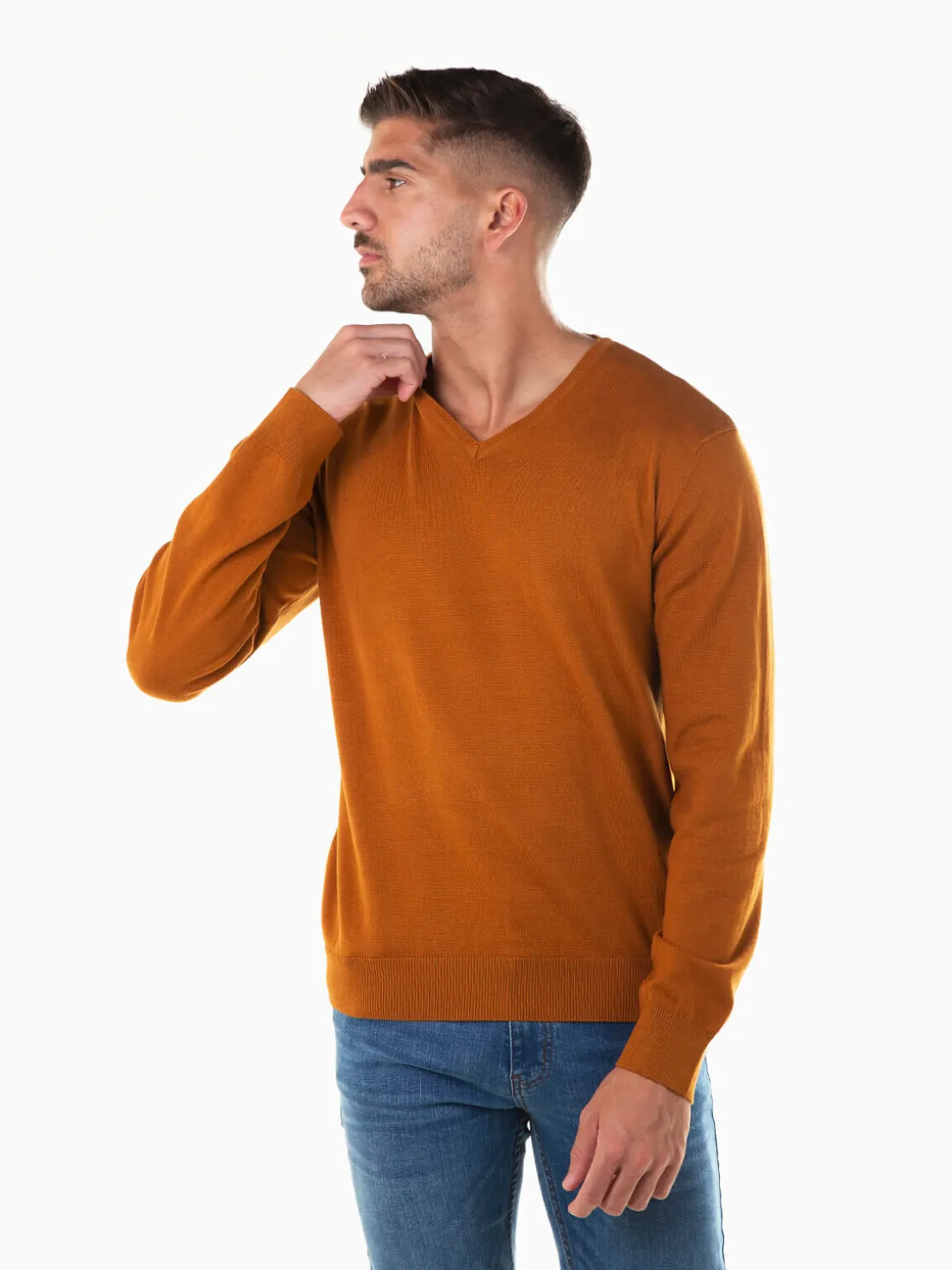 Camisola malha gola V