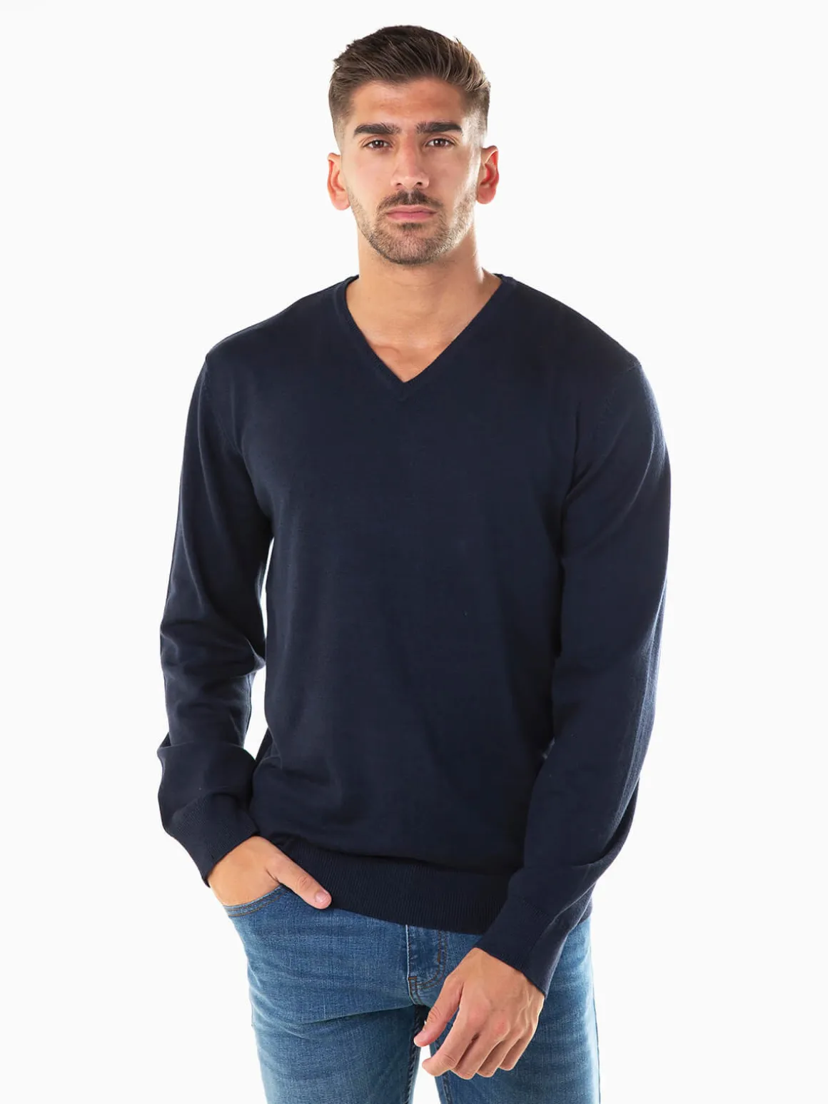 Camisola malha gola V