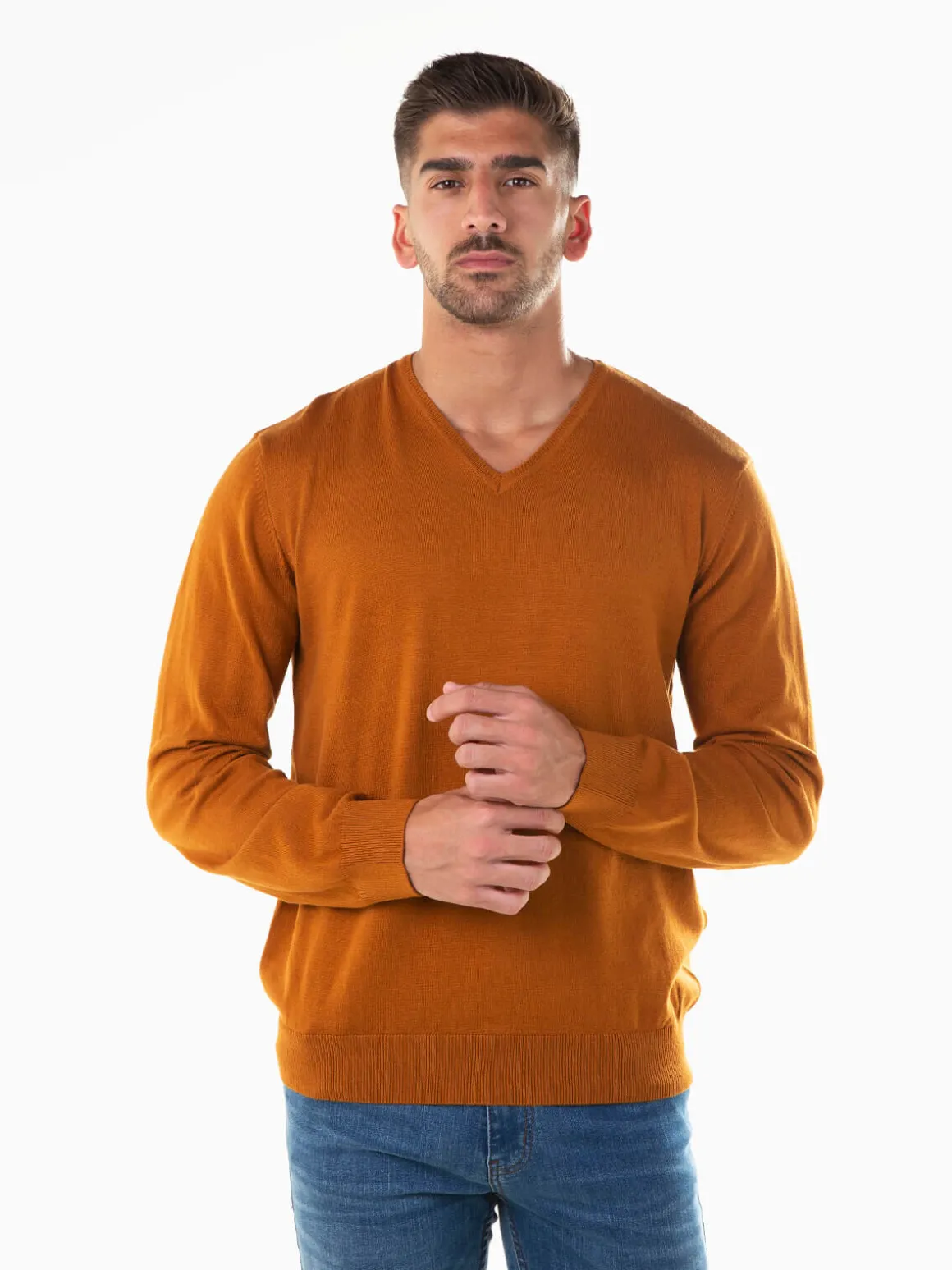 Camisola malha gola V