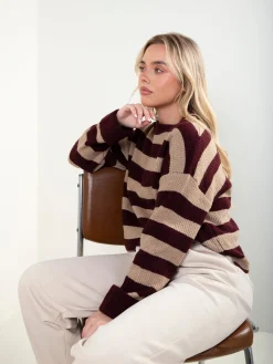 Camisola malha larga às riscas