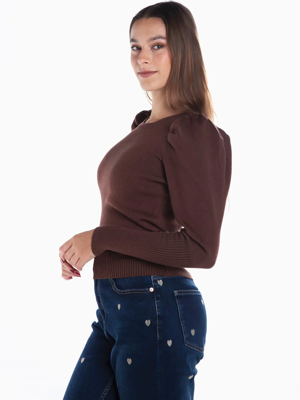 Camisola malha manga balão