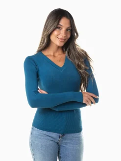 Camisola malha manga comprida v