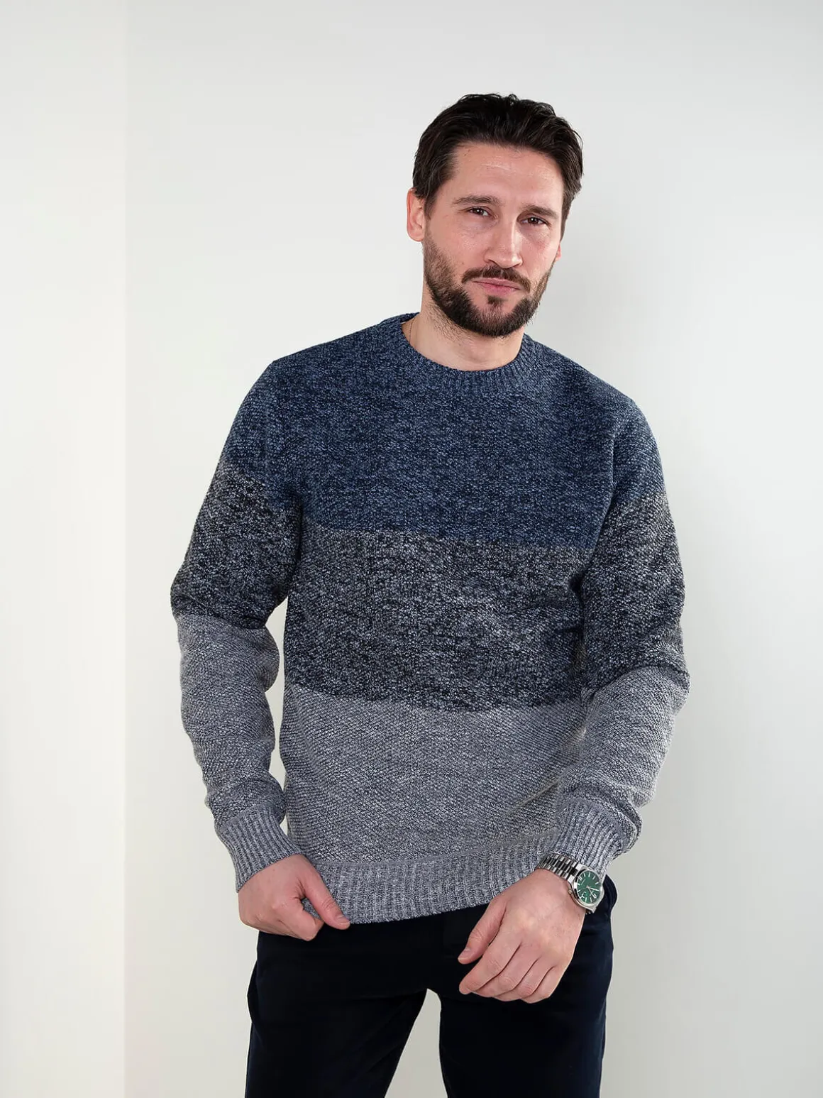 Camisola malha mesclada azul