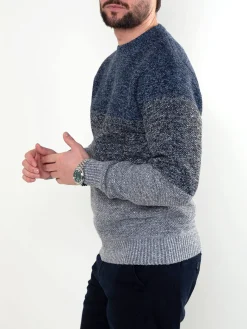 Camisola malha mesclada azul