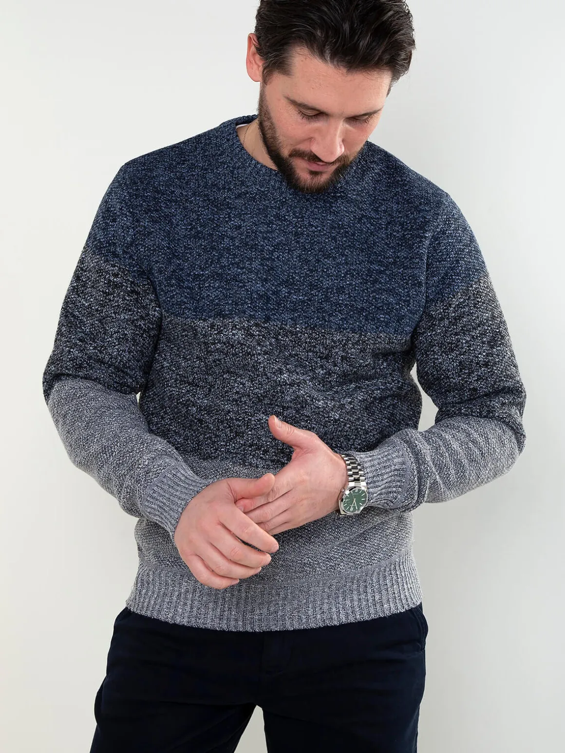 Camisola malha mesclada azul