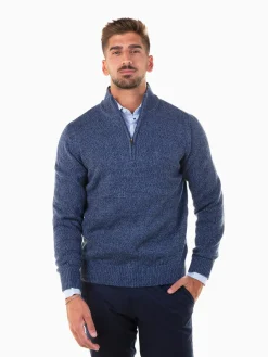 Camisola malha mesclada com fecho