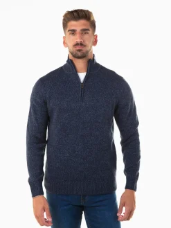 Camisola malha mesclada com fecho