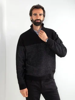 Camisola malha mesclada com fecho