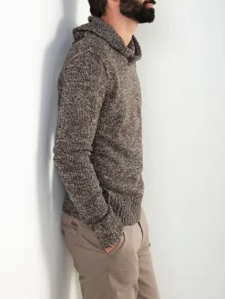 Camisola malha mesclada com capuz