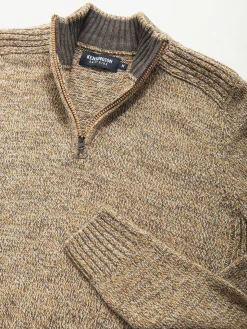 Camisola malha mesclada gola com fecho