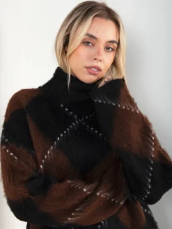 Camisola malha oversized com losangos