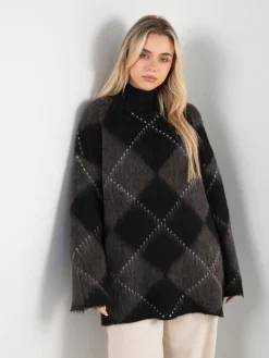 Camisola malha oversized com losangos