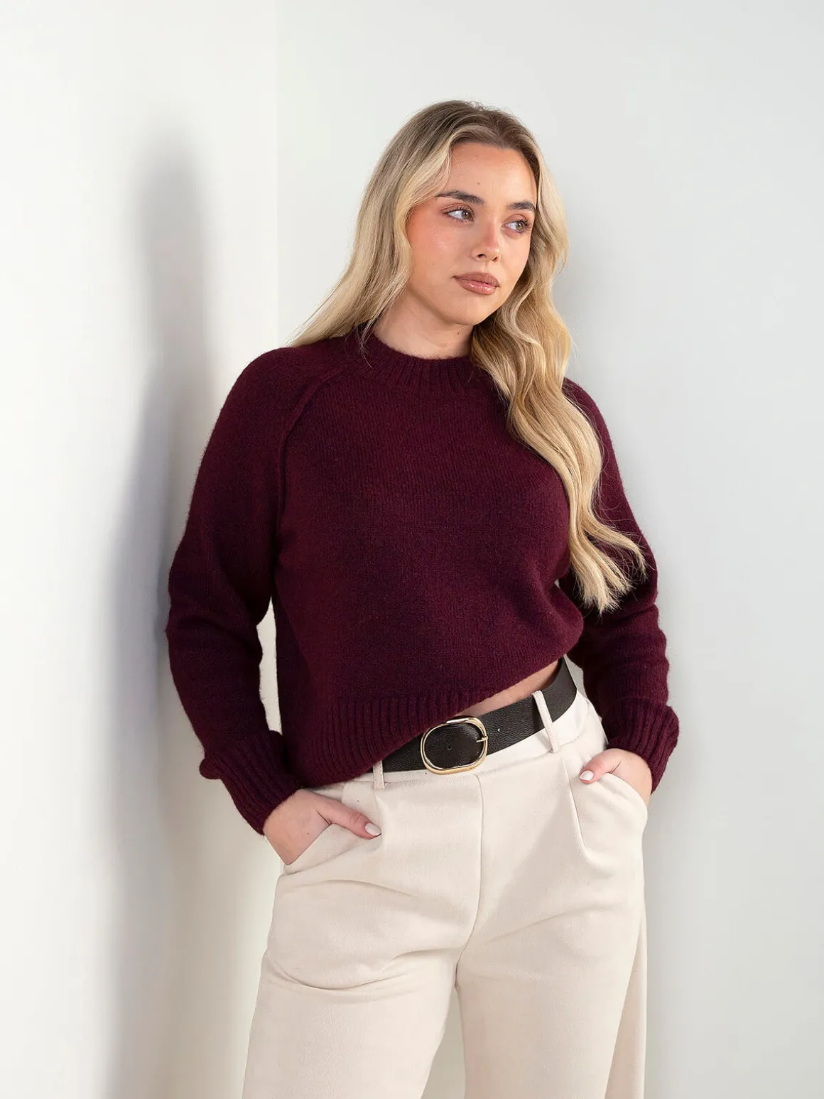 Camisola malha oversized gola perkins