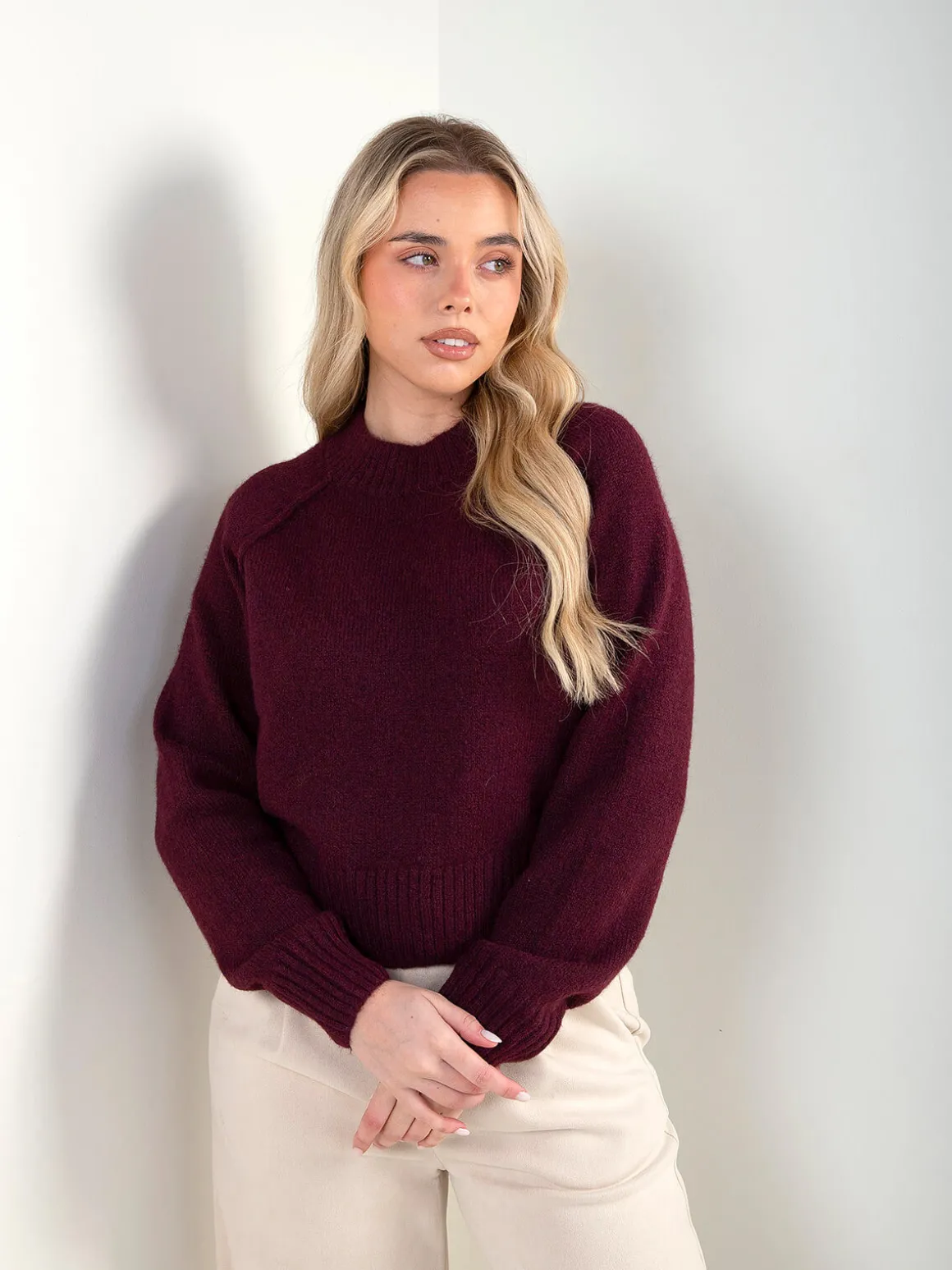 Camisola malha oversized gola perkins