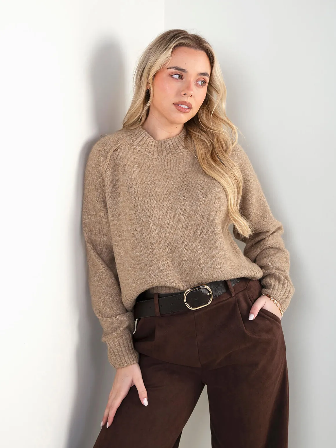 Camisola malha oversized gola perkins