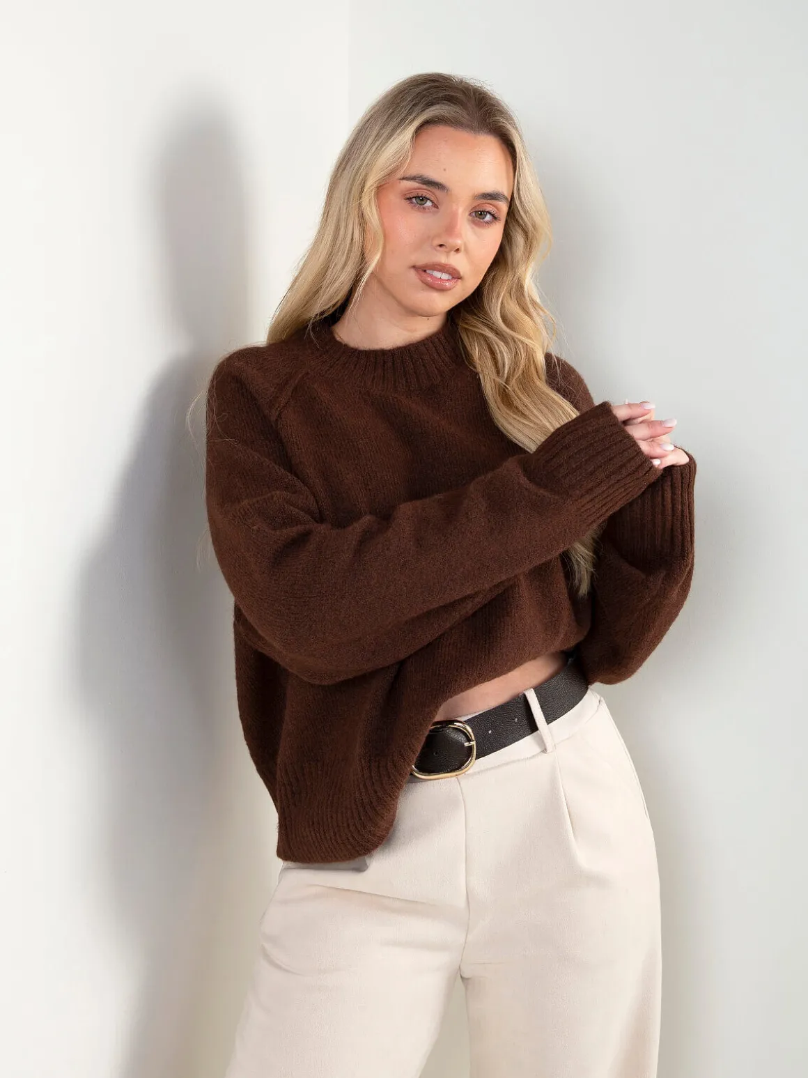 Camisola malha oversized gola perkins