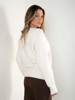 Camisola malha oversized com bordado
