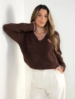 Camisola malha oversized com bordado