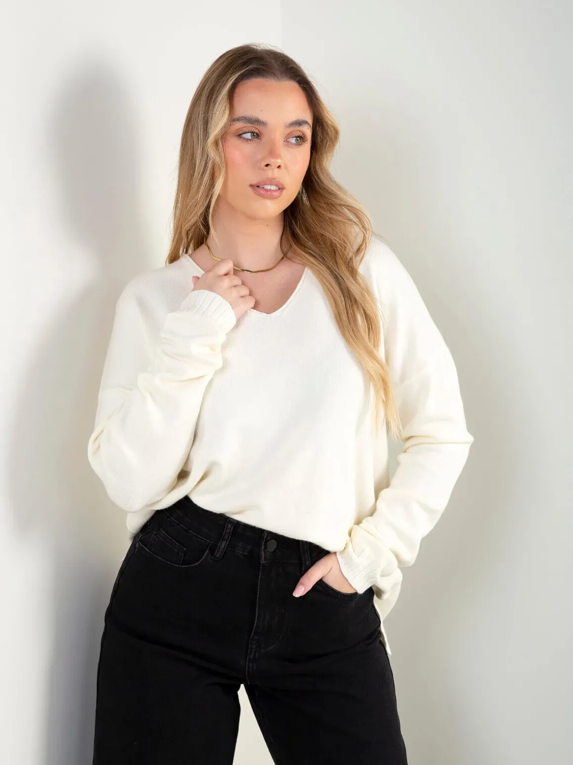 Camisola malha oversized com aberturas