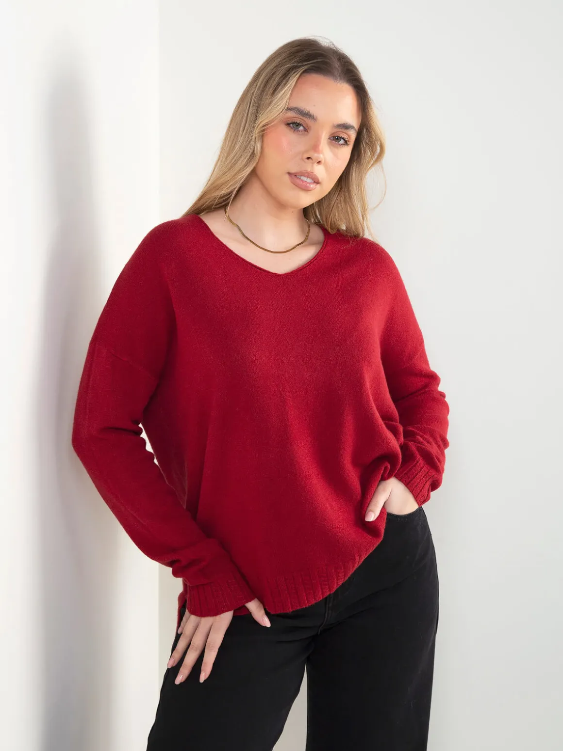 Camisola malha oversized com aberturas
