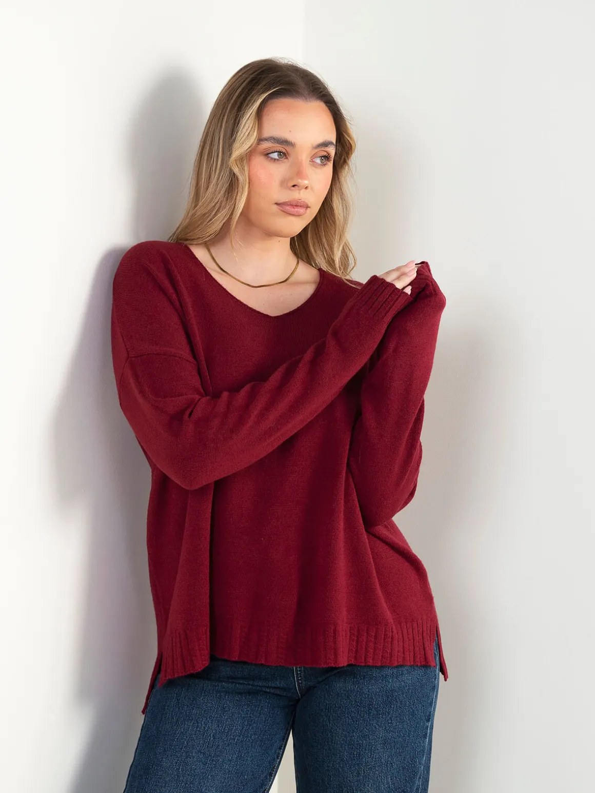 Camisola malha oversized com aberturas