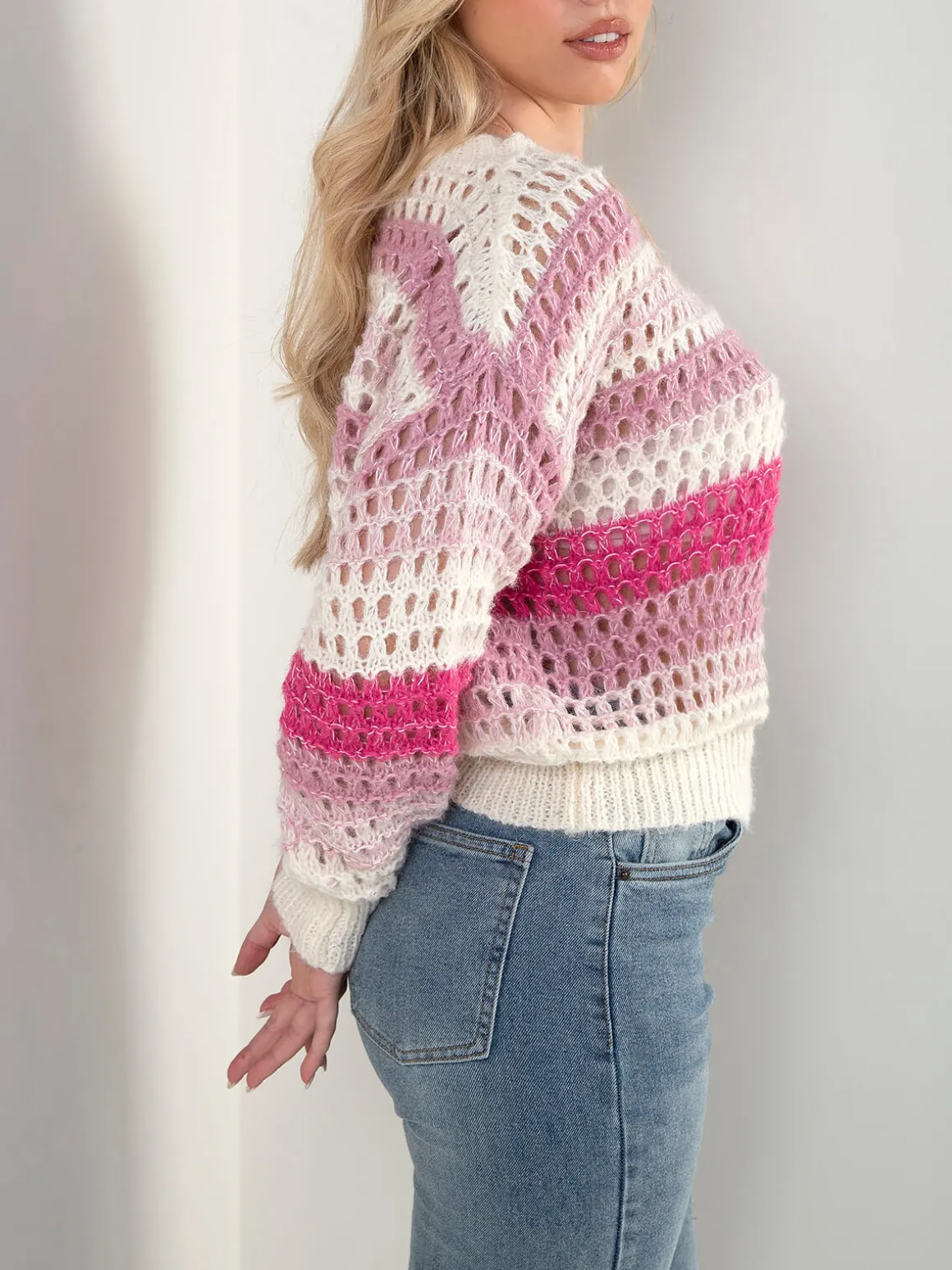 Camisola malha perfurada oversized