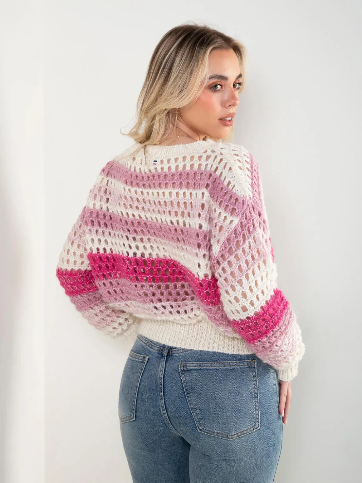 Camisola malha perfurada oversized