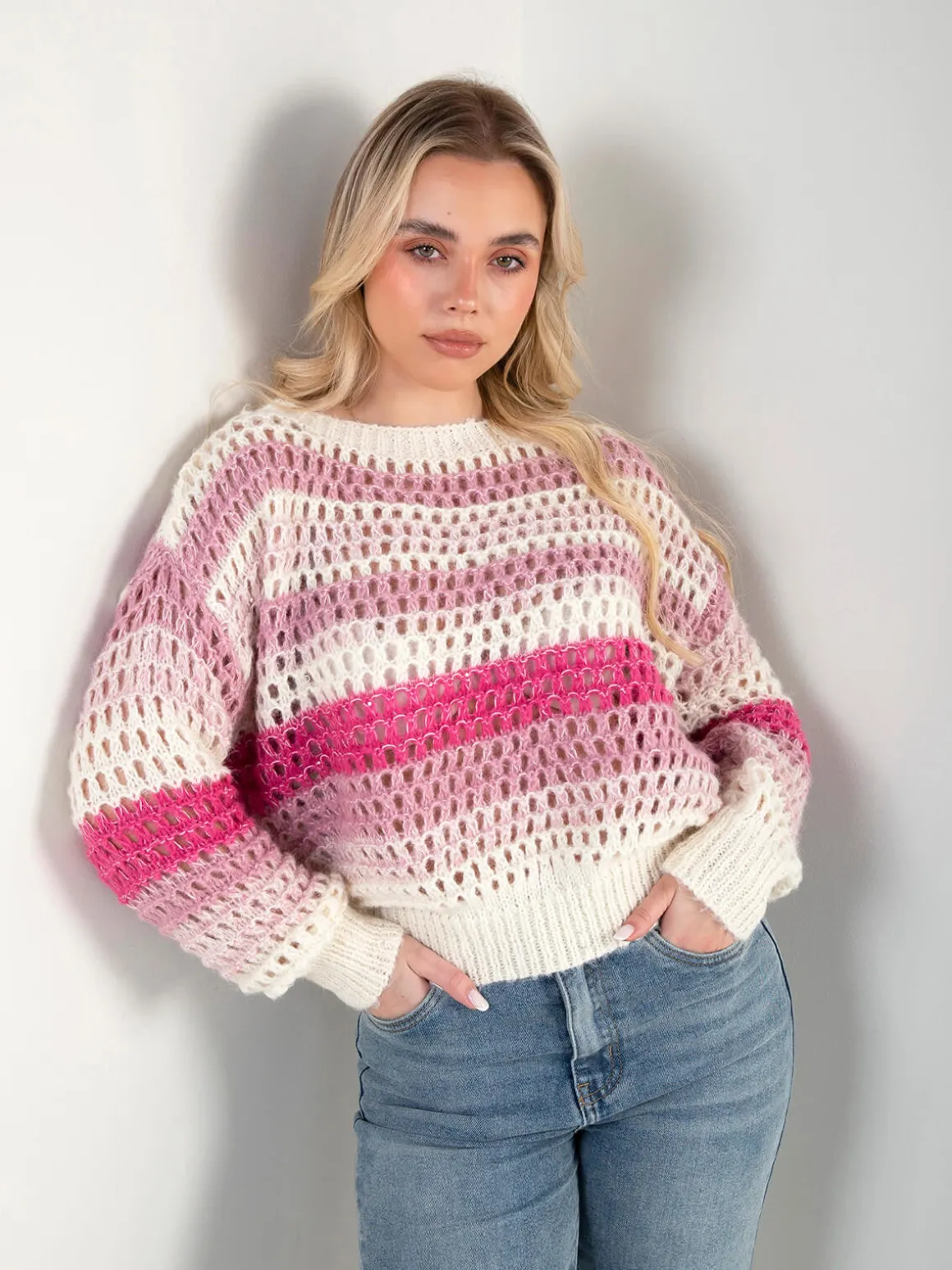 Camisola malha perfurada oversized