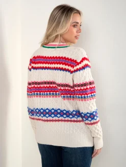 Camisola malha pérola com padrão colorido