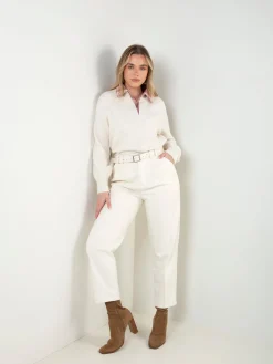 Camisola malha pérola encaixe camisa