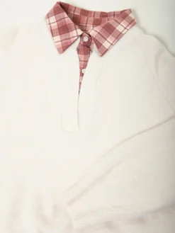 Camisola malha pérola encaixe camisa