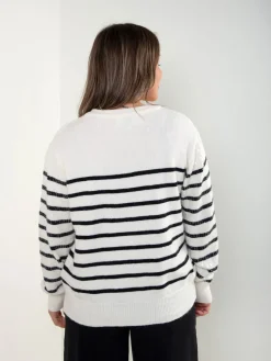 Camisola malha riscas com lantejoulas