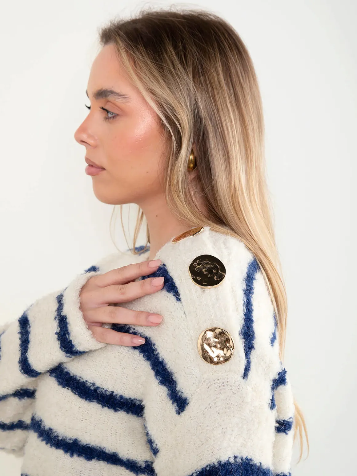 Camisola malha riscas mistura lã