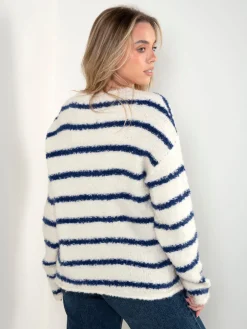 Camisola malha riscas mistura lã