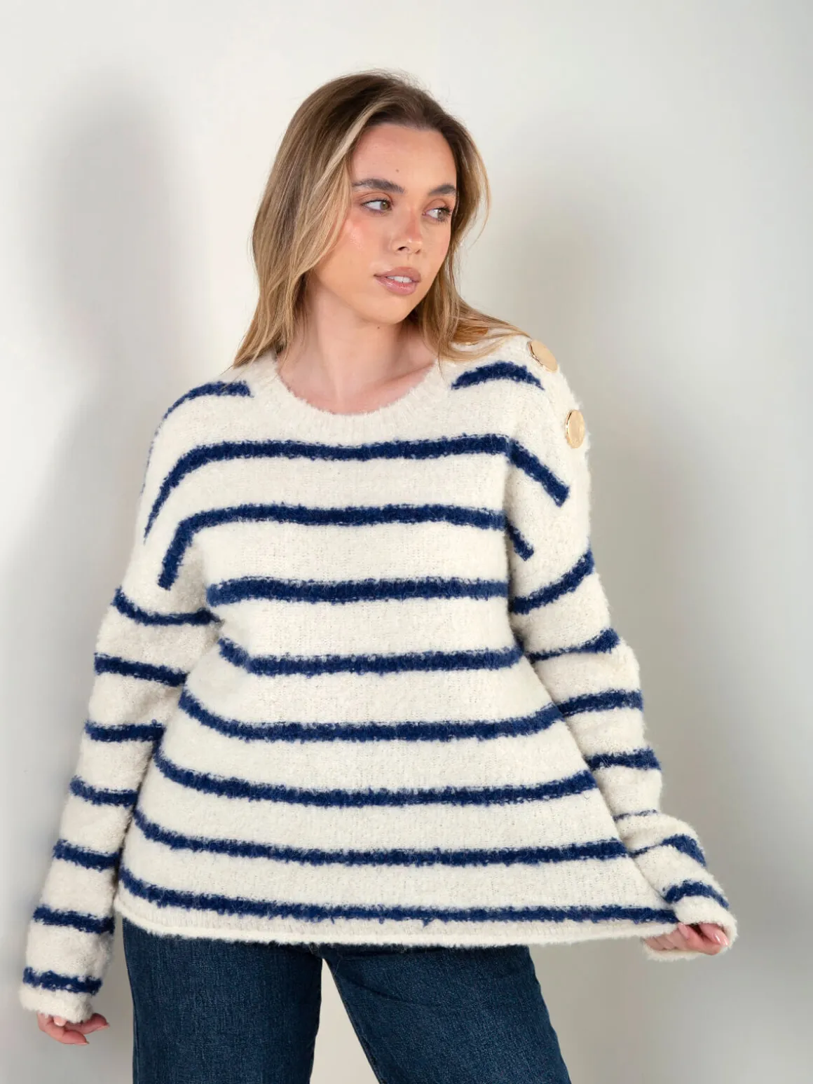 Camisola malha riscas mistura lã