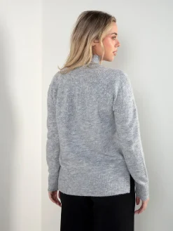 Camisola malha texturizada gola perkins