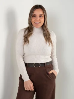 Camisola malha texturizada com gola subida