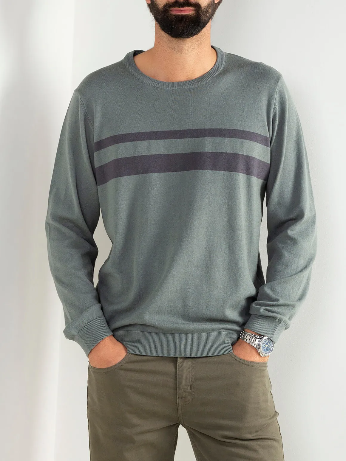 Camisola malha verde com detalhe