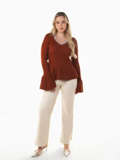 Camisola peplum malha canelada